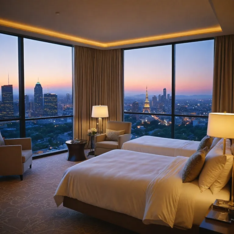 Experience luxury hotel rooms with breathtaking city views