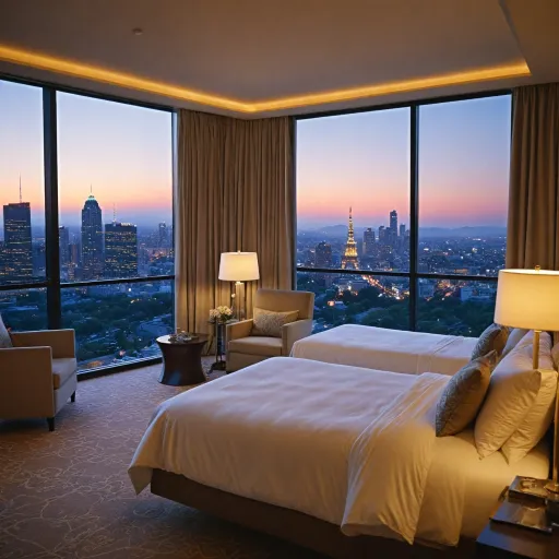 Experience luxury hotel rooms with breathtaking city views